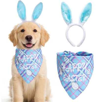 Avxdbr Easter Dog Bunny Costumes Easter Bunny Dog Headband Bandana Outfits for Small Medium Dogs