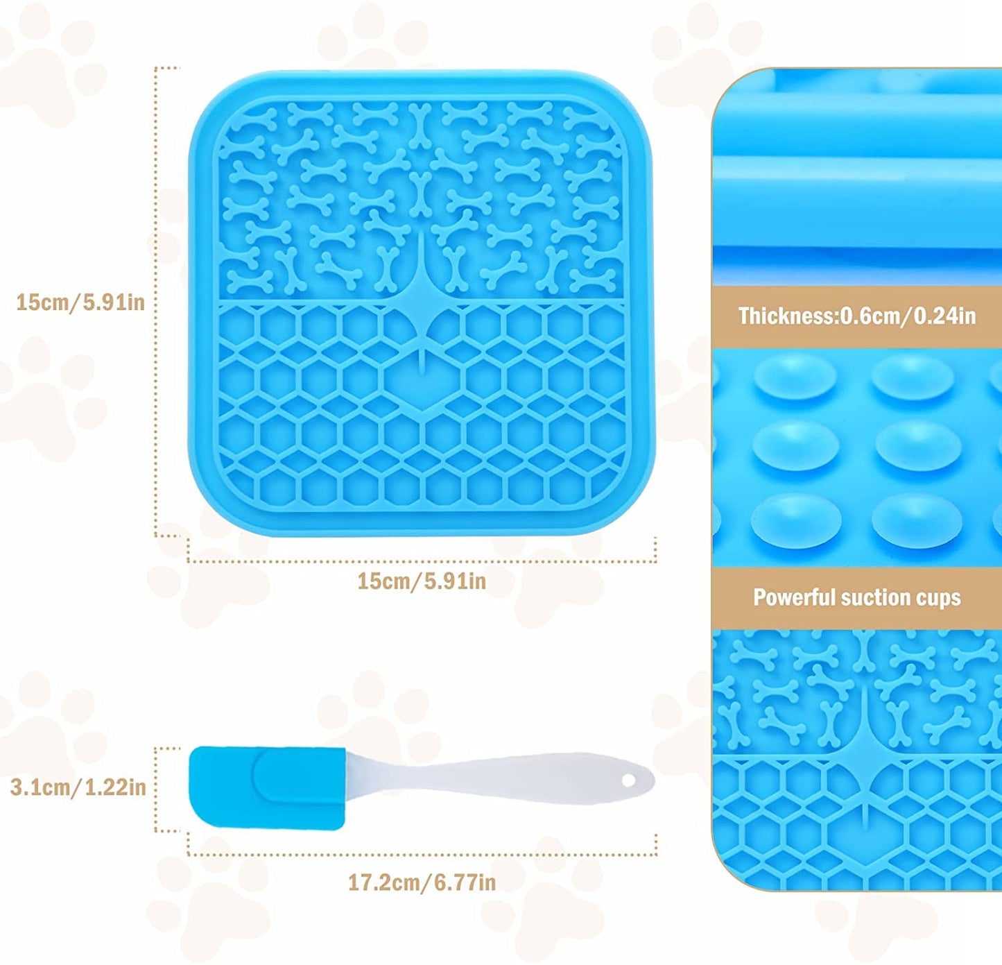 2 PCS Lick Mat for Dogs, Slow Feeder Licking Mat, Anxiety Relief Lick Pad with Suction Cups for Peanut Butter Food Treats Yogurt, Pets Bathing Grooming Training Calming Dog Bowl Mat