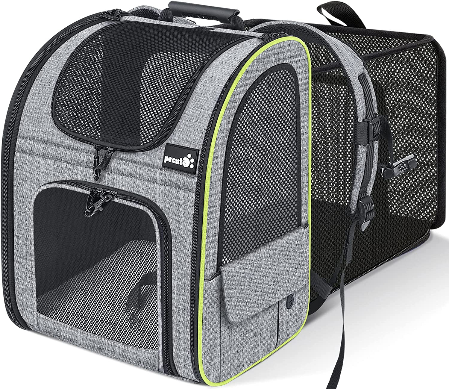 Pecute Cat Carrier Backpacks, Expandable Cat Backpack with Breathable Mesh, Pet Carrier Backpack for Cats Small Dogs Puppies up to 18 Lbs, Dog Carrier Backpack Great for Travel Hiking Camping Outdoor