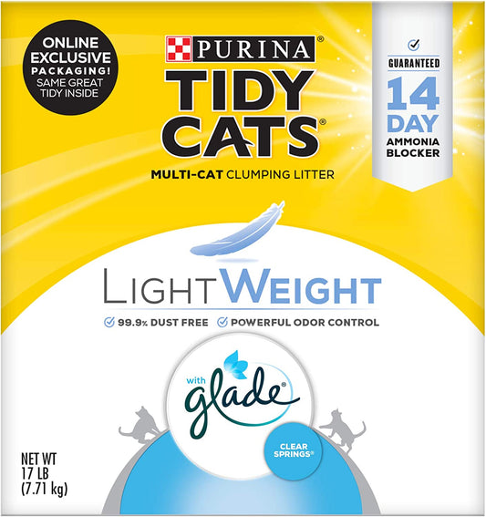 Purina Tidy Cats Low Dust, Multi Cat, Clumping Cat Litter, Lightweight Glade Clear Springs - 17 Lb. Box