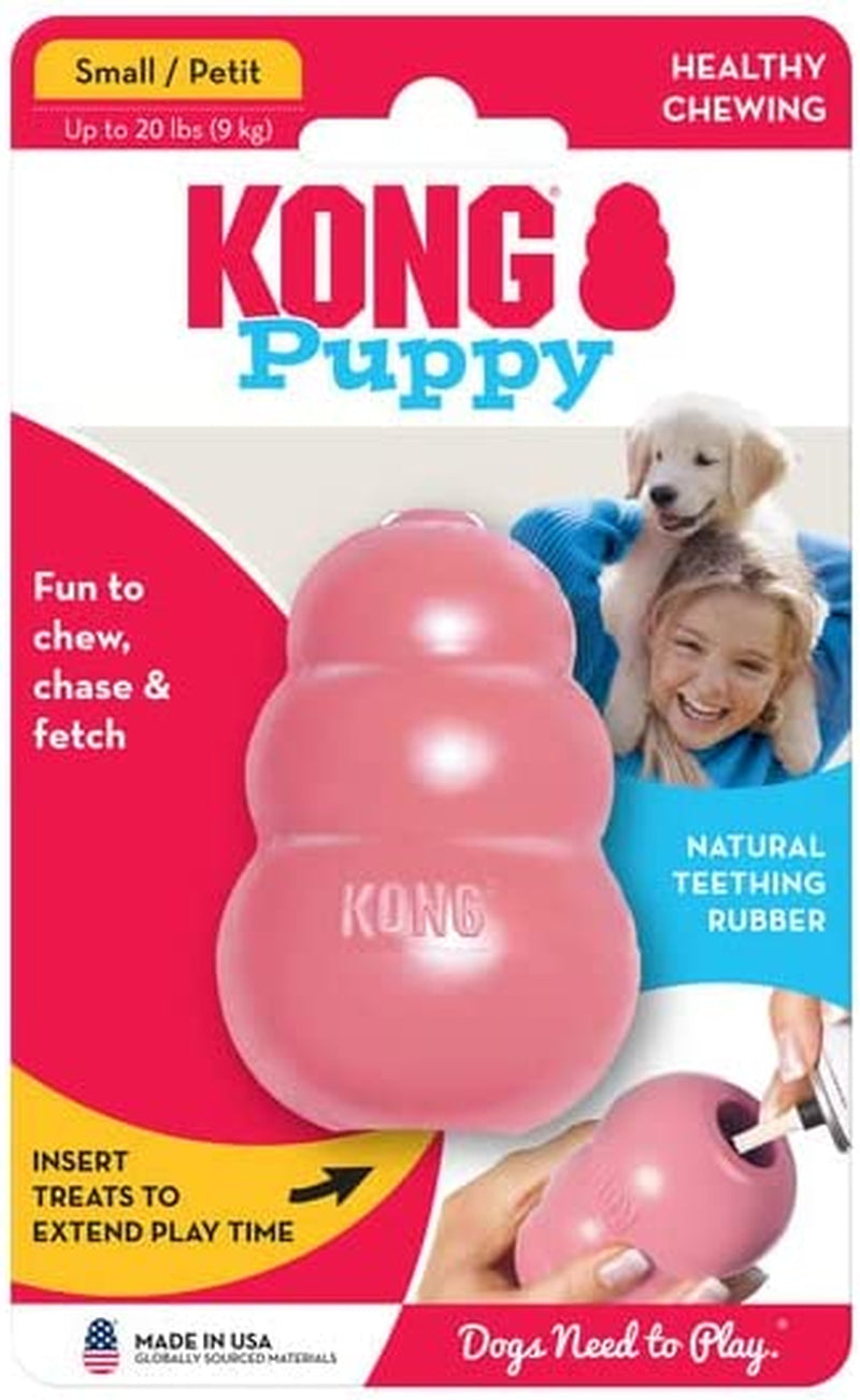 KONG Puppy - Natural Teething Rubber Chew Toy for Dogs - Stuffable Dog Toy for Extended Playtime - Chew & Fetch Toy for Puppies - for Medium Puppies - Pink