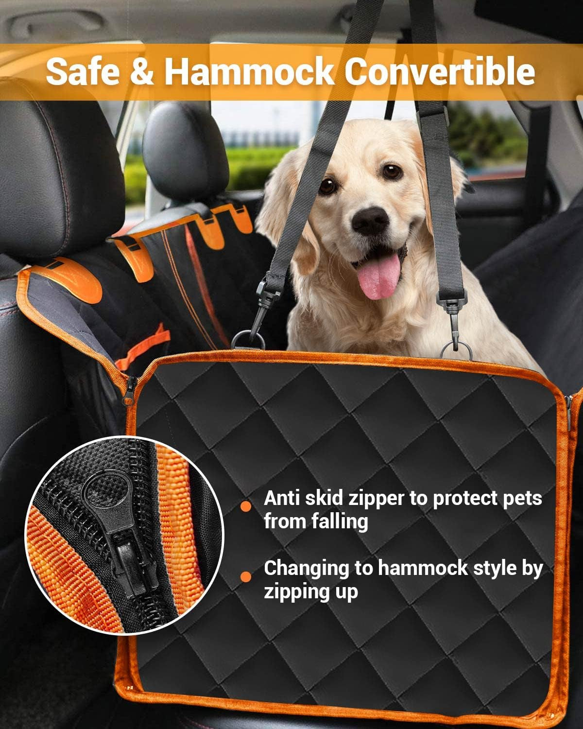 Victoper Dog Car Seat Cover, 600D Heavy Durable Dog Seat Cover for Back Seat, 100% Waterproof Scratch Proof Nonslip Dog Hammock for Car with Side Flap, Pet Back Seat Covers for Cars Sedan SUV Trucks