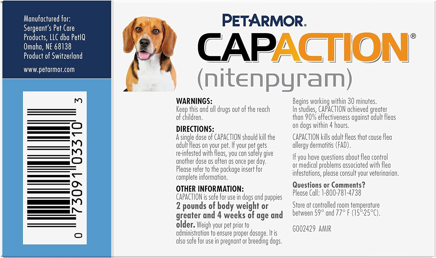 Petarmor CAPACTION Oral Flea Treatment for Dogs (6 Doses) + Bonus Petarmor plus Topical Flea & Tick Treatment & Preventative for Dogs 5-22 Lbs (1 Dose)