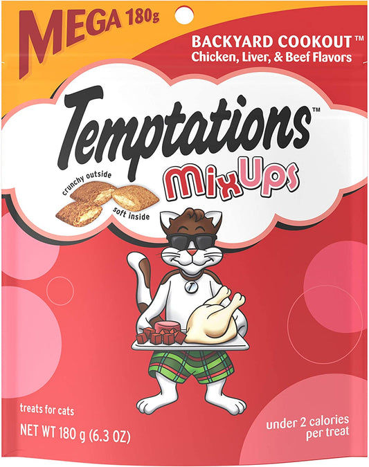 TEMPTATIONS Mixups Treats for Cats BACKYARD COOKOUT Flavor 6.3 Ounces (Pack of 10)