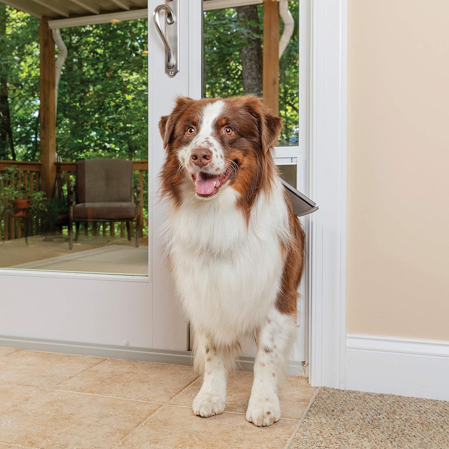 Petsafe 1-Piece Sliding Glass Pet Door for Dogs & Cats - Adjustable Height 91 7/16" to 96"- Large, White, No-Cut DIY Install, Aluminum Patio Panel Insert, Great for Renters or Seasonal Installation