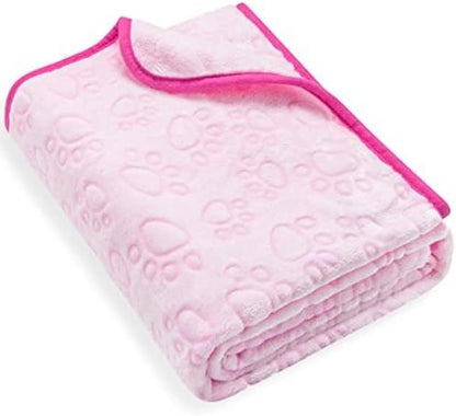 Stuffed Premium Soft Cat Blanket, Flannel Pink Stuff Cute Paw Print, 32 * 40 Inches, Dog Blanket Puppy Supplies Dog Products Stuff Essentials, Christmas Cat Gifts