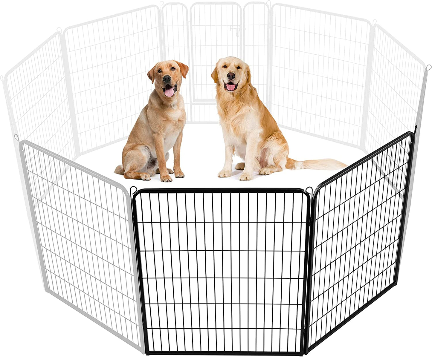 Yaheetech Dog Pen, 2 Panels 40 Inch Height Pet Playpen for Puppy/Cat/Rabbit/Small Animals Heavy Duty Metal Exercise Barrier Dog Fence Accessories for Camping Garden Yard Black