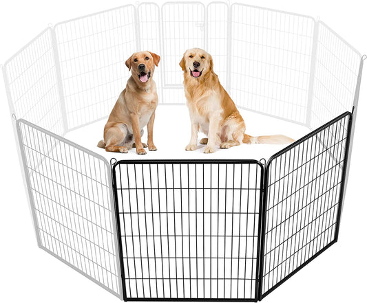 Yaheetech Dog Pen, 2 Panels 40 Inch Height Pet Playpen for Puppy/Cat/Rabbit/Small Animals Heavy Duty Metal Exercise Barrier Dog Fence Accessories for Camping Garden Yard Black