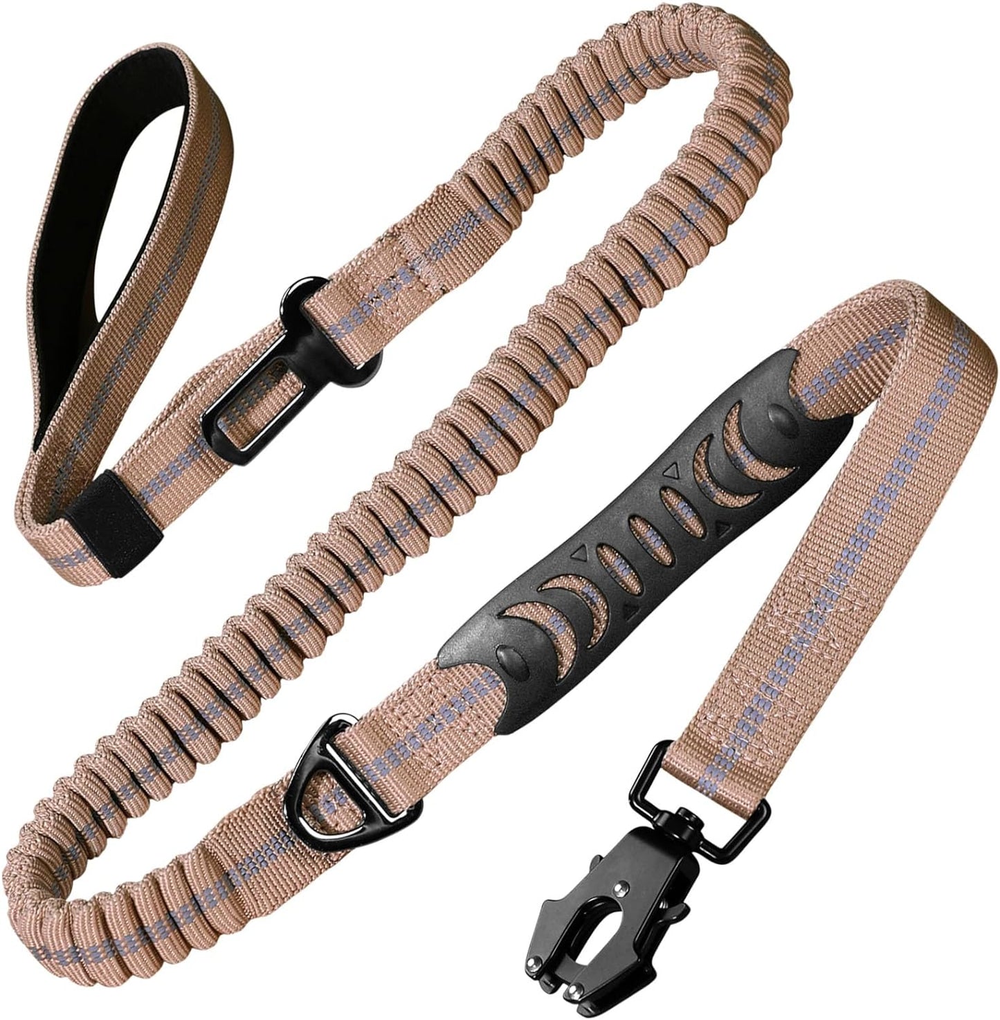 Dog Leashes for Medium Large Dogs Heavy Duty, 4-6FT Shock Absorbing No Pull Dog Leash with Advanced Easy Metal Clip, 2 Comfortable Padded Handles (Coyote Brown)