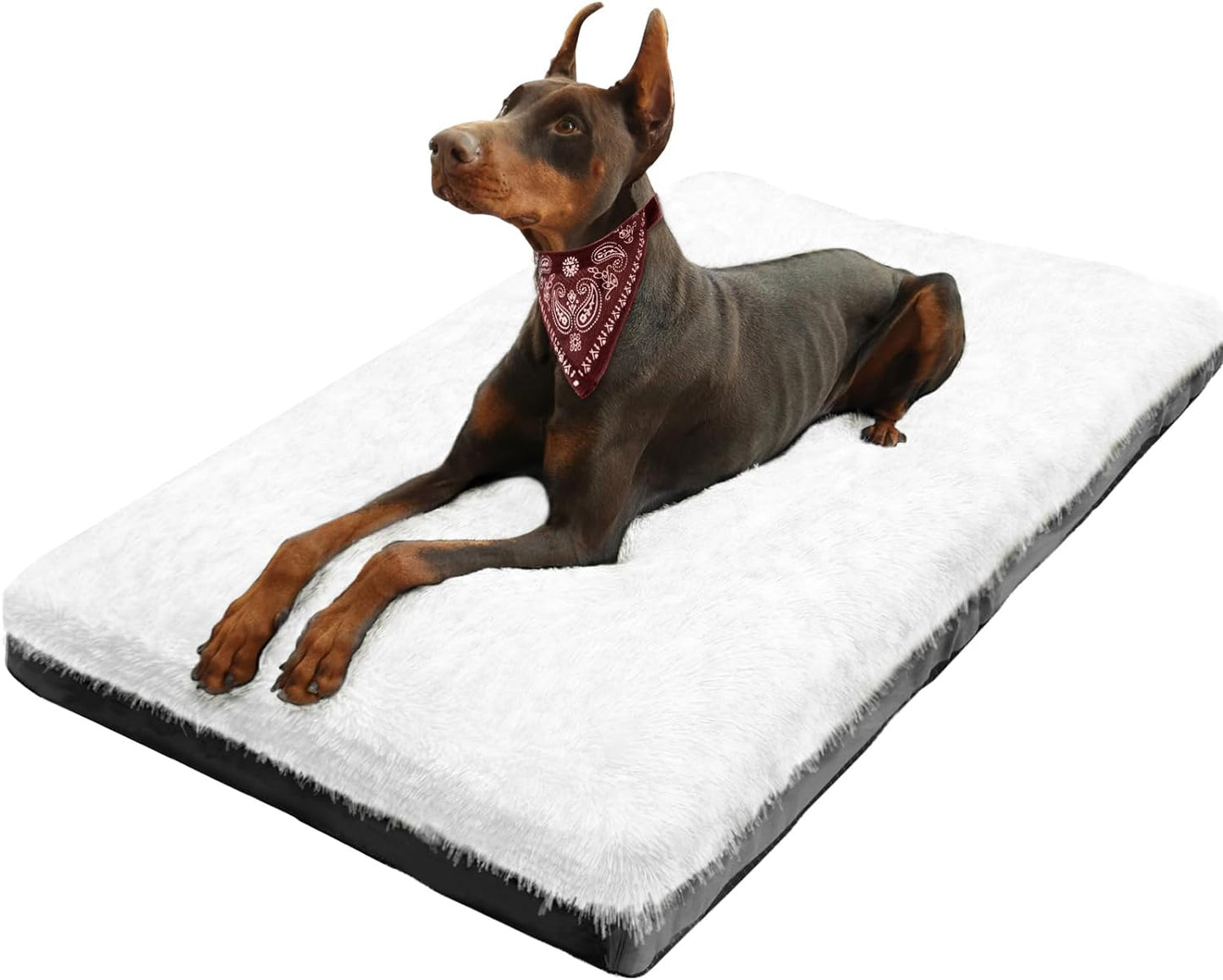 XL Dog Bed Deluxe Cozy Plush Fixable Dog Kennel Beds for Crates Washable Dog Bed, 42 X 28 X 3 Inches, White