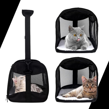 Cat Carrying Case - Pet Carrier Airline Approved, Protable and Breathable Pet Travel Carrier Removable Fleece Pad, Collapsible Cat Carrier Dog Carrier for Medium Cats Small Cats Dogs (X-Large, Black)