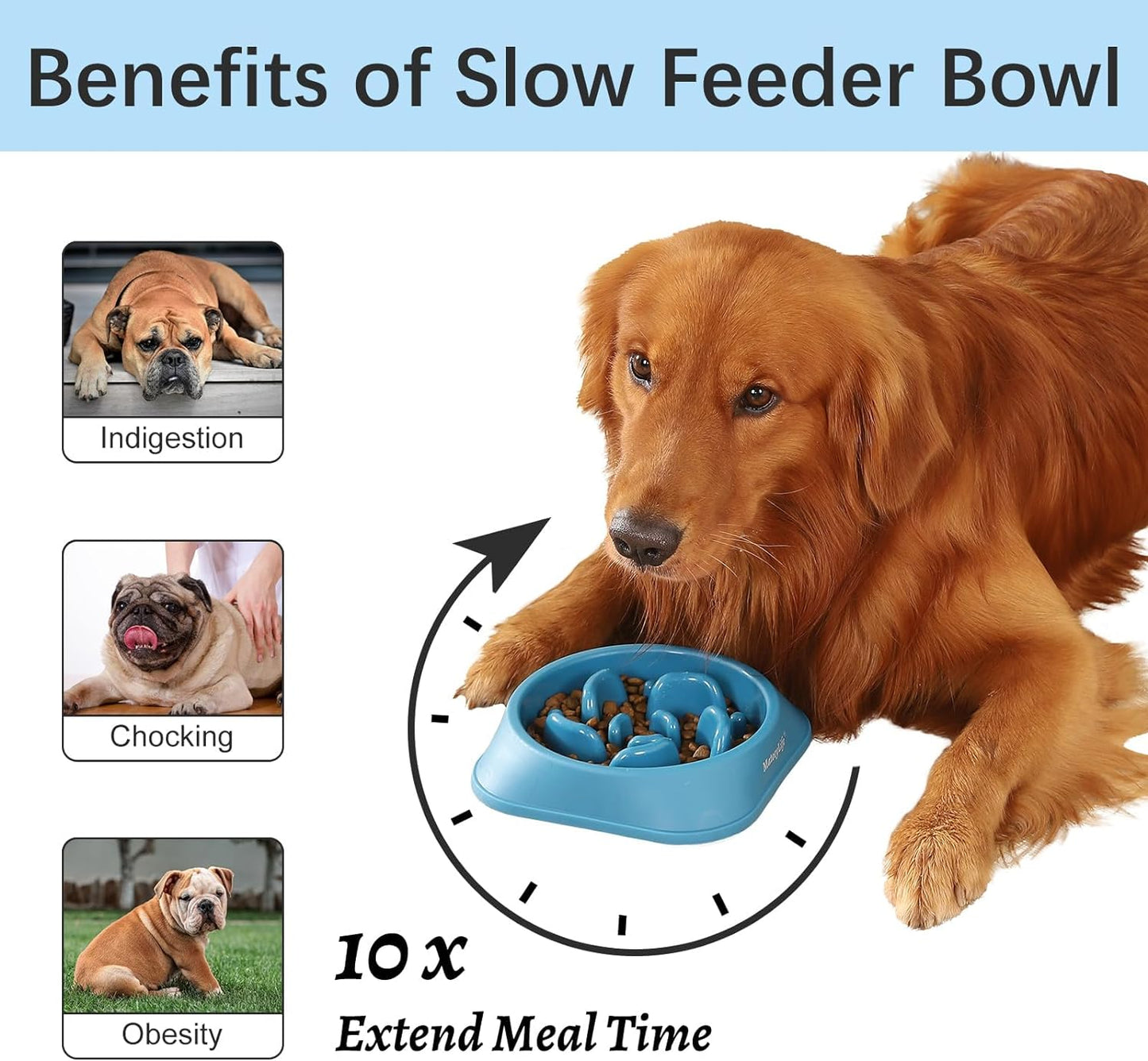 Mateeylife Slow Feeder Dog Bowls, Anti-Choking Puzzle Dog Food Bowls, Non Slip Interactive Dog Feeding Bowls Slow down Eating, Bloat Stop Maze Dog Dishes Dog Feeder for Small Medium Large Breeds Gray