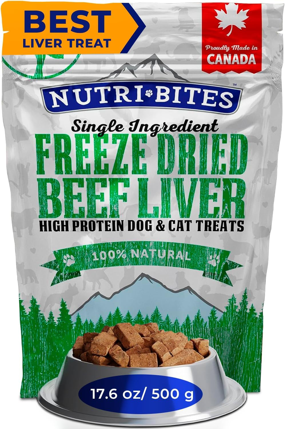 Nutri Bites Liver Treats for Dogs & Cats, High-Protein Freeze Dried Beef Liver Snacks, Single Ingredient, No Additives, Perfect for Training, Sensitive Diets, Value Bulk Pack 17.6 Oz