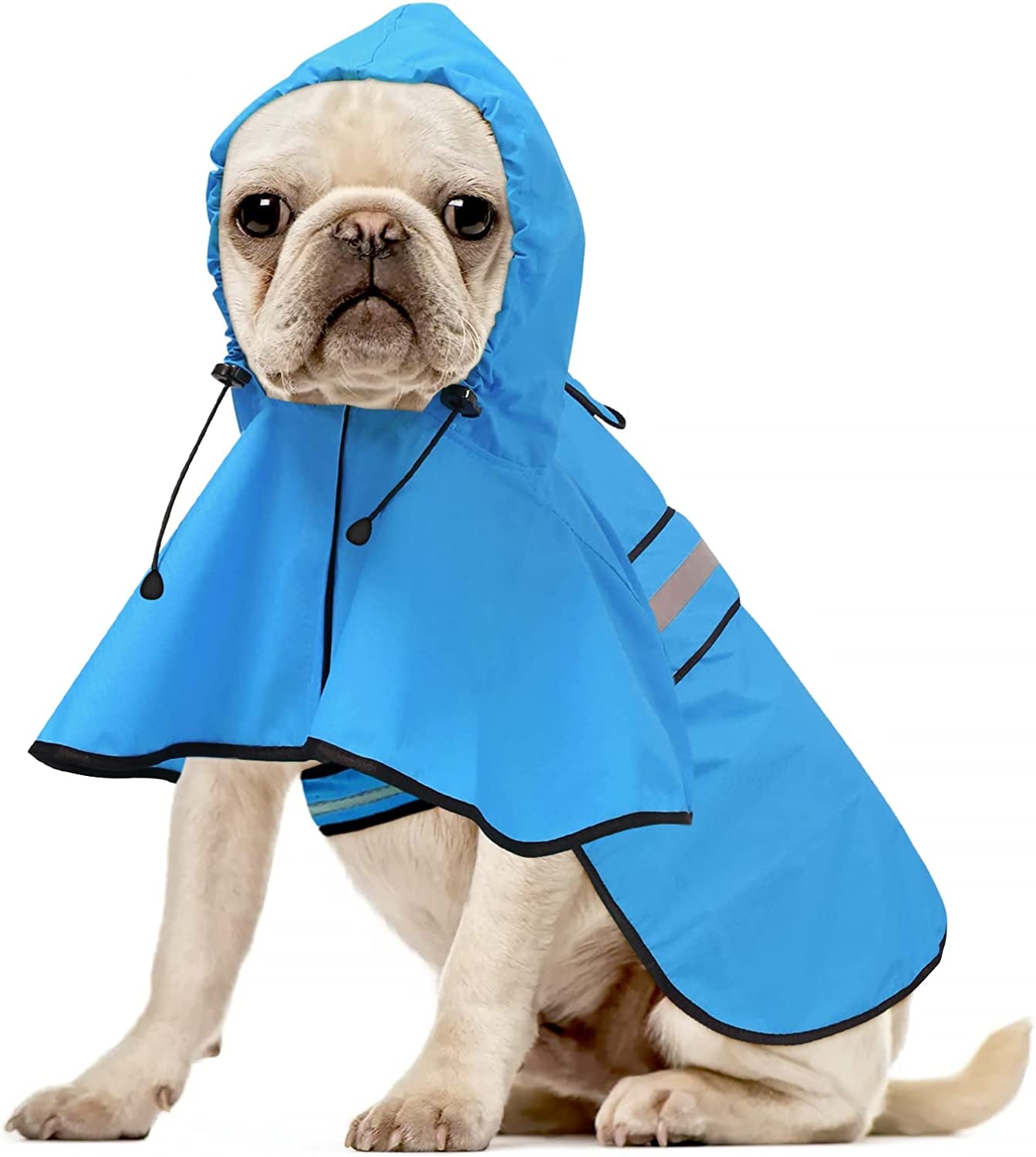 Waterproof Reflective Dog Rain Coat - Adjustable Dog Rain Jacket Poncho, Lightweight Dog Hooded Pet Raincoat for Small to X- Large Dogs and Puppies (Blue, Medium)