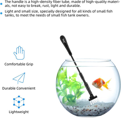 hygger Small Fish Tank Cleaner, Aquarium Cleaning Tools Kit with Handle, Seaweed Scraper, Fishing Net, Sponge Brush,Wall Brush (S)