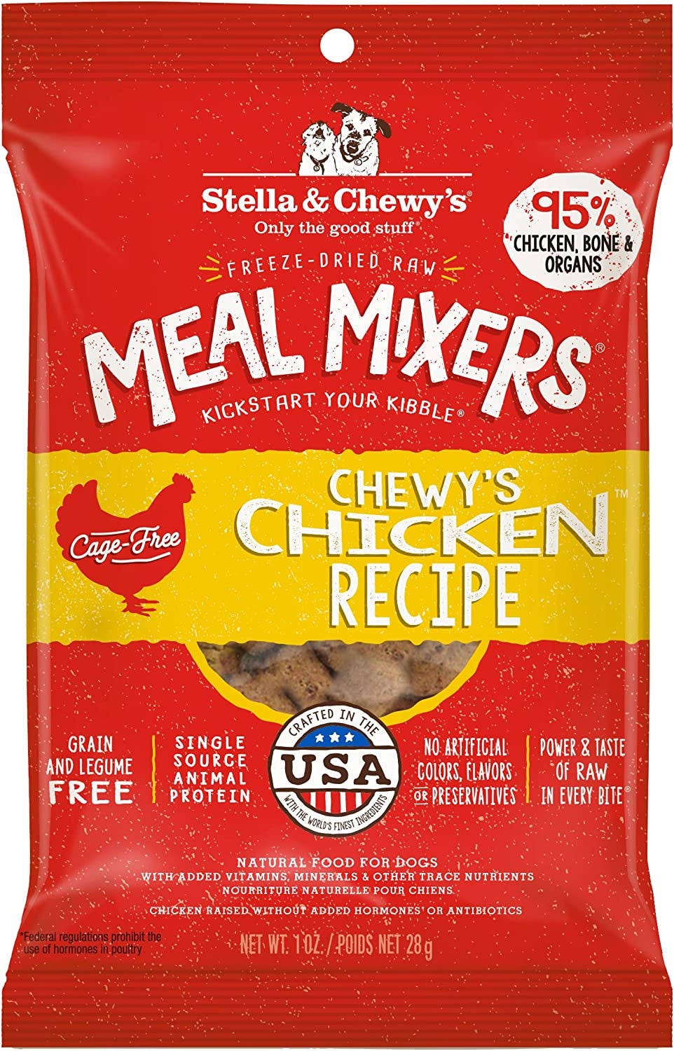 Stella & Chewy'S Freeze Dried Raw Chewy’S Chicken Meal Mixers – Dog Food Topper for Small & Large Breeds – Grain Free, Protein Rich Recipe – 1 Oz Bag