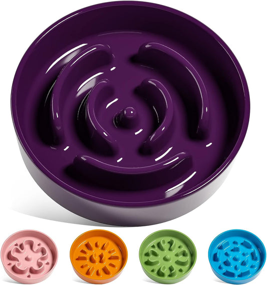 LE TAUCI Ceramic Slow Feeder Dog Bowls Small Breed, 0.6 Cups Dog Food Dish for Fast Eaters, Puzzle Bowl for Small Dogs and Cats,Purple