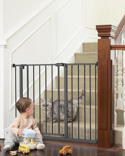 Innotruth 39.6” Dog Gate for Stairs & Doorways, 30" Tall Baby Gate Pressure Mount Pet Gates, Easy Step Auto Close Both Sides Walk Thru Child Gate, Dual-Lock Safety Design and One-Hand Opening, Black