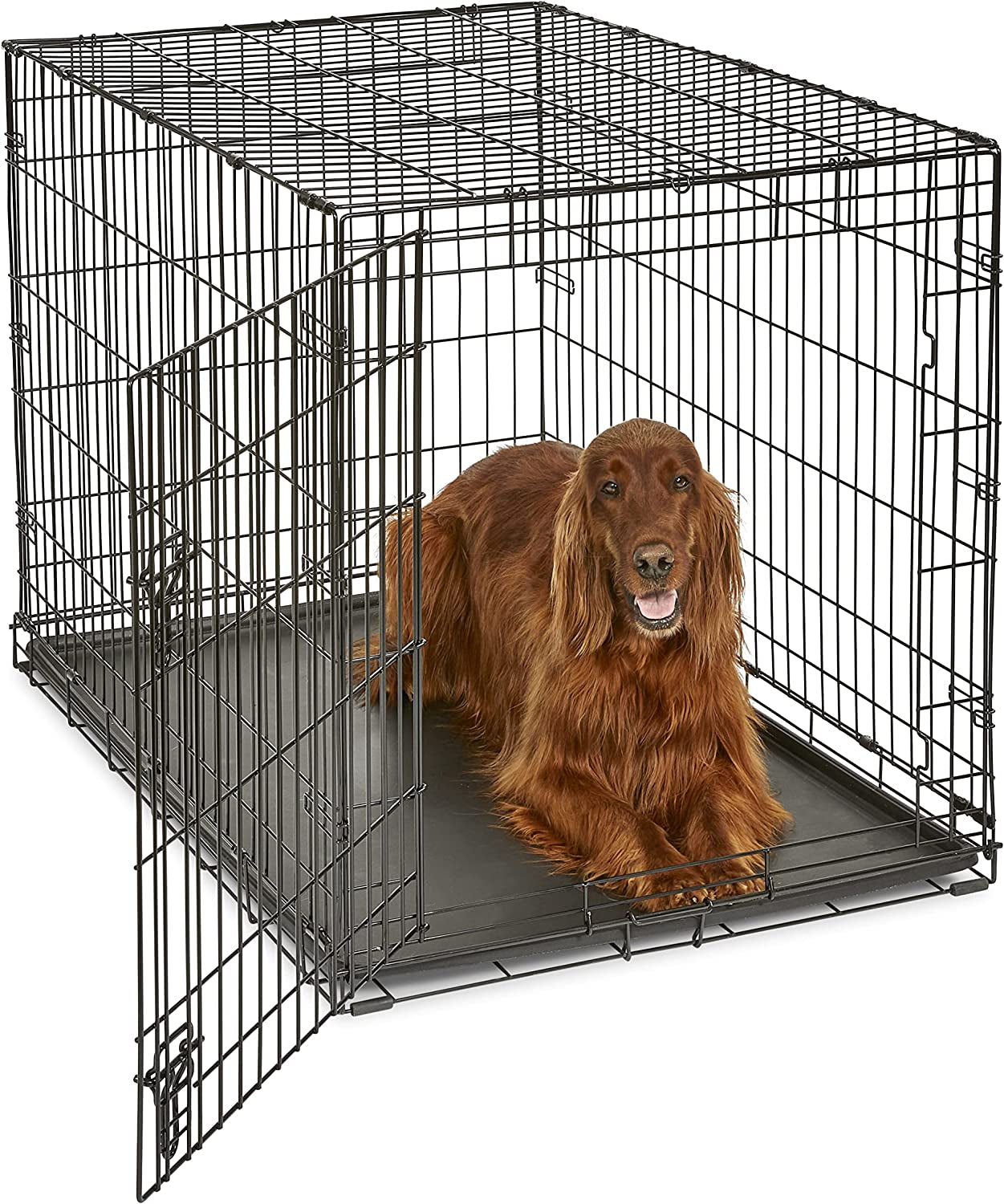 New World Newly Enhanced Single Door New World Dog Crate, Includes Leak-Proof Pan, Floor Protecting Feet, & New Patented Features, 42 Inch