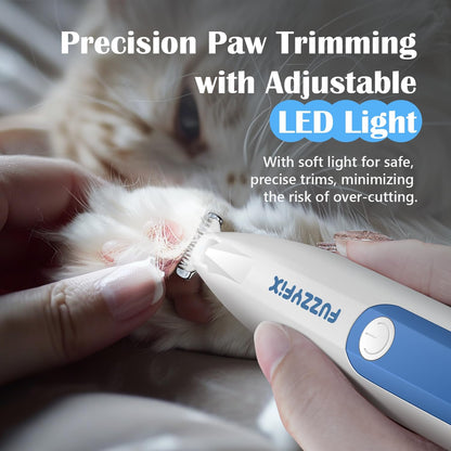 Dog Paw Trimmer with LED Light, 18 mm Widen Blade, Low Noise Dog Clippers for Grooming, Type-C Rechargeable Dog Grooming Clippers for Paws, Eyes, Ears, Face, Rump