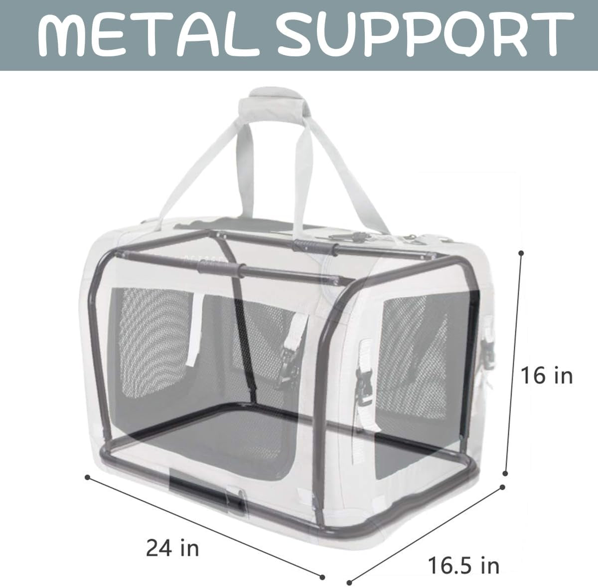 Extra Large Cat Carrier Soft Sided Folding Small Medium Dog Pet Carrier 24"X16.5"X16" Travel Collapsible Ventilated Comfortable Design Portable Vehicle (Grey)