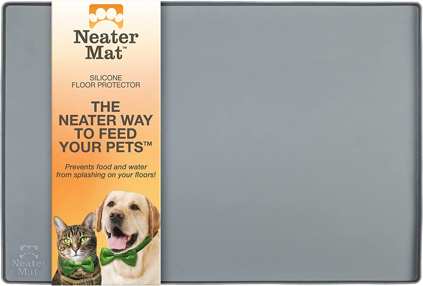 Neater Pet Brands Neater Mat - Waterproof Silicone Pet Bowls Mat - Protect Floors from Food & Water (Gunmetal, 32" X 24" Silicone)