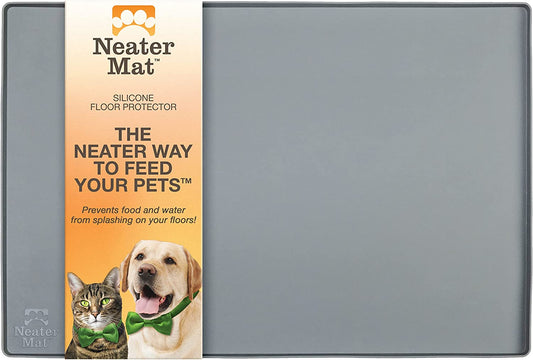 Neater Pet Brands Neater Mat - Waterproof Silicone Pet Bowls Mat - Protect Floors from Food & Water (Gunmetal, 24" X 16" Silicone)