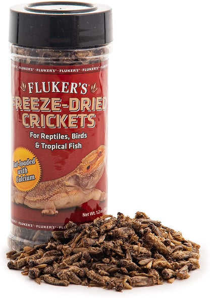 Fluker's Freeze Dried Crickets, Ideal for Reptiles, Birds, and Fish, Packed with Protein and Essential Nutrients, 1.2 oz