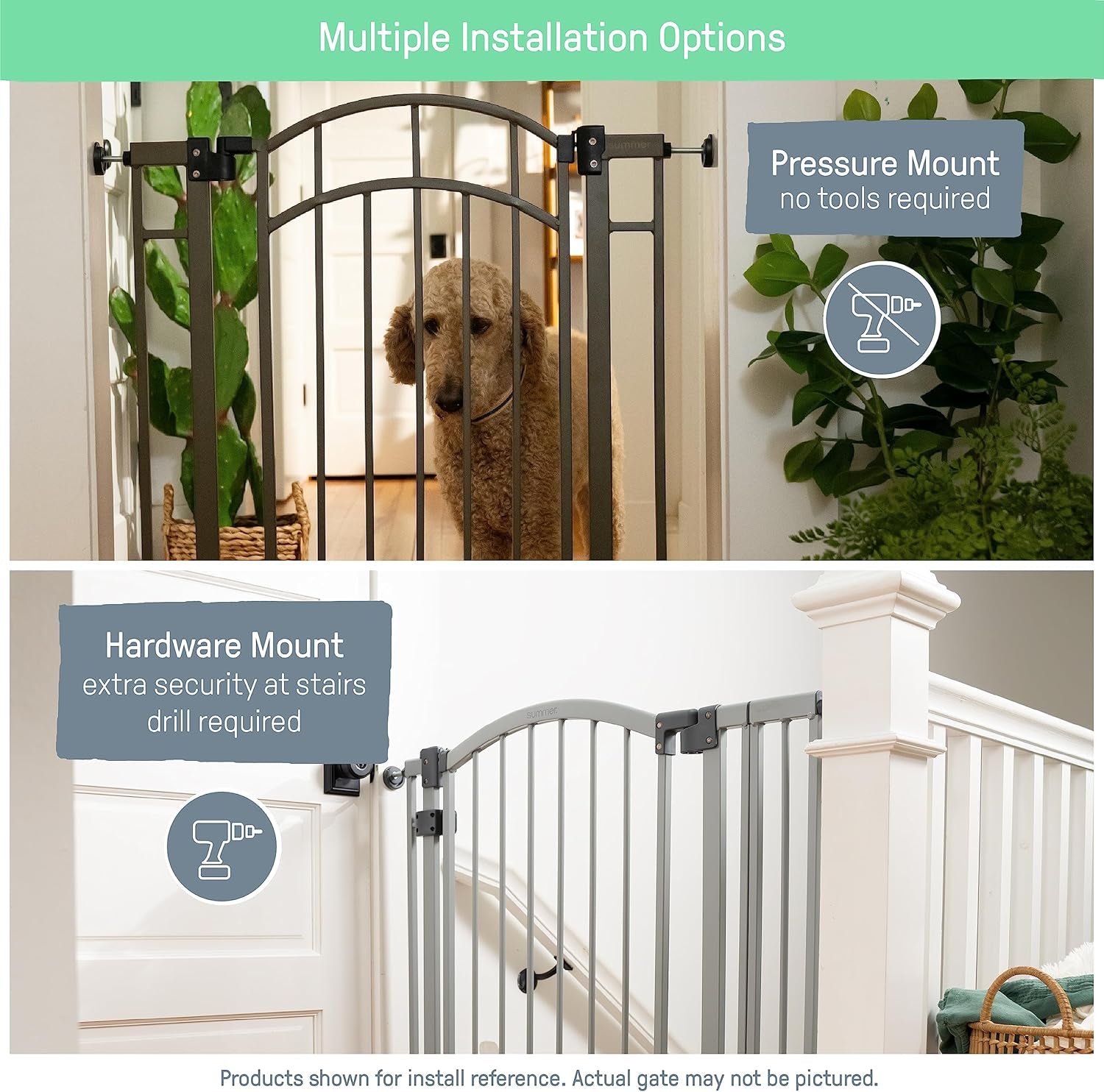 Summer Infant Multi-Use Decorative Extra Tall Walk-Thru Baby Gate, Fits Openings 28.5-48 Inch (Pack of 1), Black Metal, for Doorways and Stairways, 36' Tall Baby and Pet Gate, Black, One Size