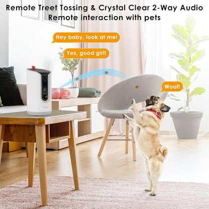 2K Pet Camera with Phone App - 360° View, 5G & 2.4G Wifi Two-Way Audio Dog Camera with Treat Dispenser Security Pet Camera for Dogs Remote Pet Monitoring