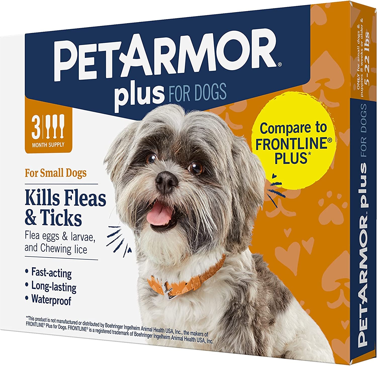 Petarmor plus Flea and Tick Prevention for Dogs, Dog Flea and Tick Treatment, 3 Doses, Waterproof Topical, Fast Acting, Medium Dogs (23-44 Lbs)