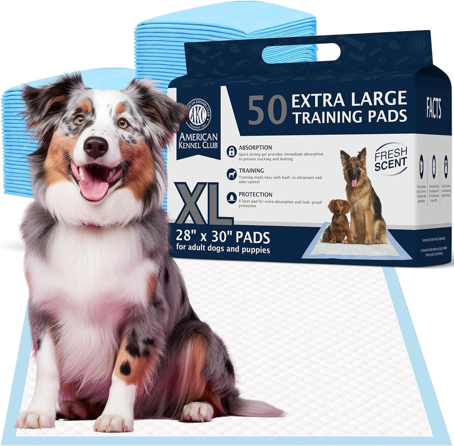 Ultra Absorbent Odor Control Training Pads for Dogs Leak-Proof Quick Dry Gel Â€“ Extra Large 30 X 28 Pee Pads - Fresh Scented - 50 Count, Pack of 1