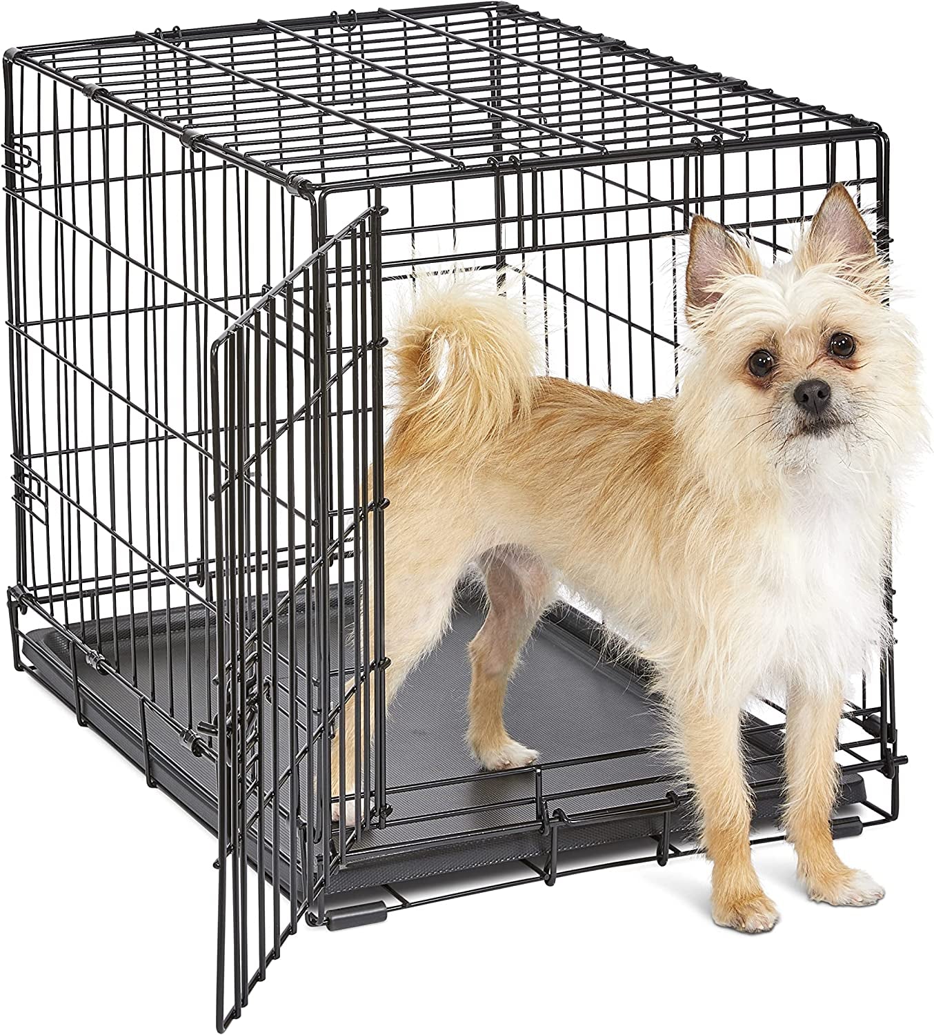 New World Newly Enhanced Single Door New World Dog Crate, Includes Leak-Proof Pan, Floor Protecting Feet, & New Patented Features, 24 Inch