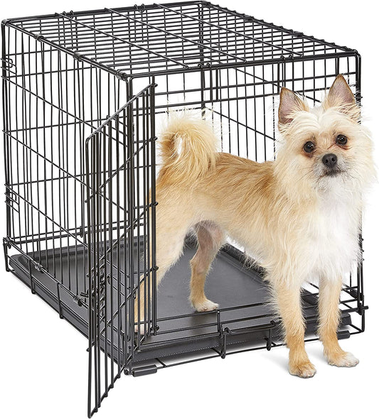 New World Newly Enhanced Single Door New World Dog Crate, Includes Leak-Proof Pan, Floor Protecting Feet, & New Patented Features, 24 Inch