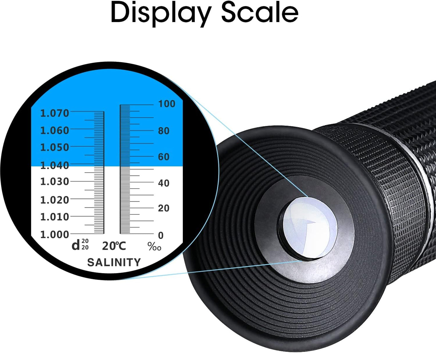 RZ Aquariums Salinity Refractometer for Seawater Marine Fish-Keeping, Dual Scales Specific Gravity Salinity Meter Hydrometer 0-100ppt & 1.000-1.070, Saltwater Tester with ATC Function