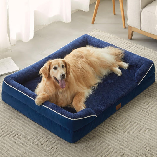 WNPETHOME Waterproof Dog Beds for Large Dogs, Orthopedic XL Dog Bed with Sides, Big Dog Couch Bed with Washable Removable Cover, Pet Bed Sofa with Non-Slip Bottom for Sleeping