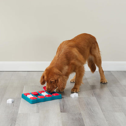 Outward Hound Nina Ottosson Dog Brick Dog Puzzle Interactive Treat Puzzle Dog Enrichment Dog Toy, Level 2 Intermediate, Blue