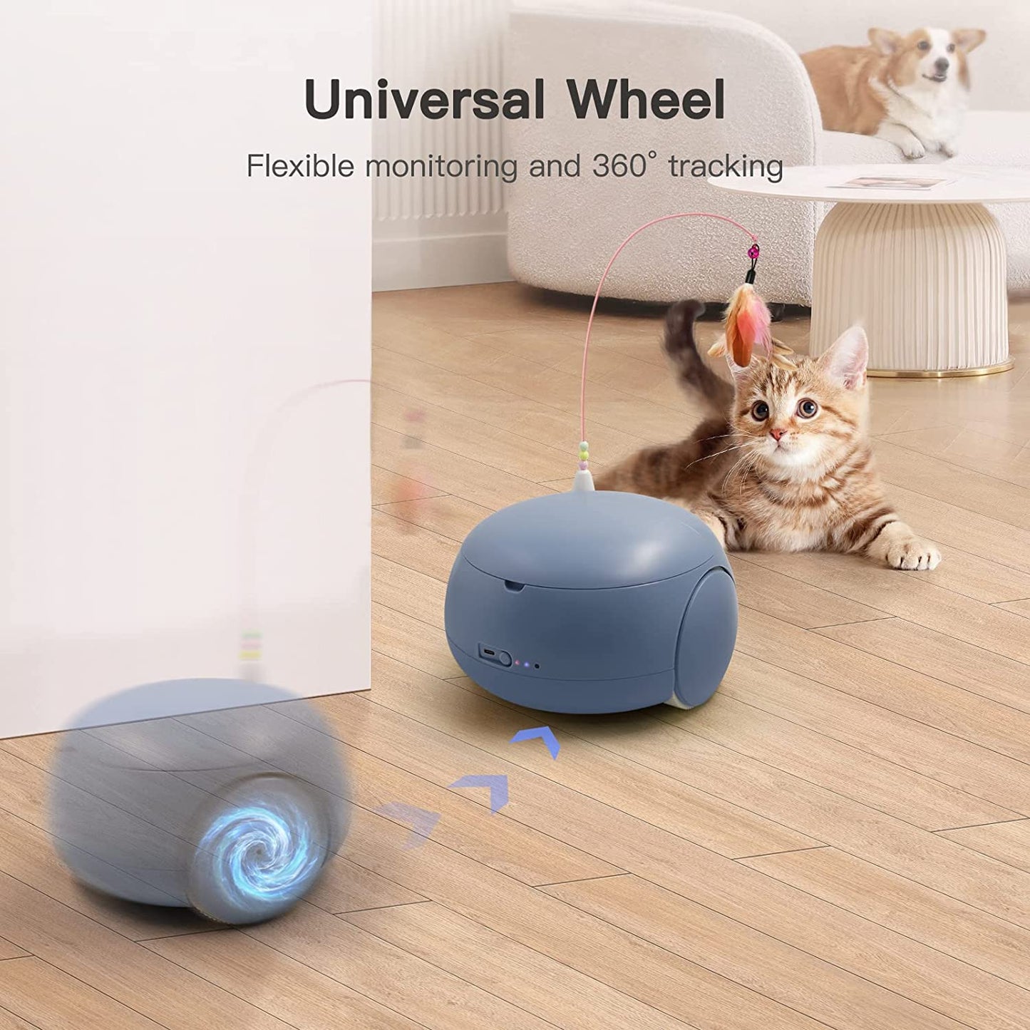 Pet Camera Treat Dispenser, Cat Dog Camera, Automatic Pet Feeder with App Remote Control, 2 Way Audio, 1080P HD Mobile Camera with Night Vision, Interactive Replaceable Cat Teaser