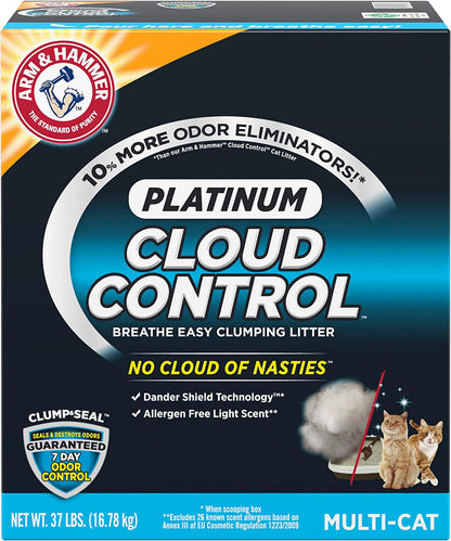 Arm & Hammer Cloud Control Platinum Multi-Cat Clumping Cat Litter with Hypoallergenic Light Scent, 14 Days of Odor Control, 27.5 Lbs, Online Exclusive Formula