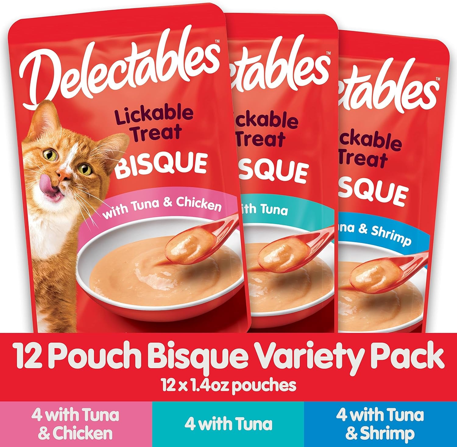 Hartz Delectables Bisque Lickable Wet Cat Treats-12 Pack-Tuna - 3270011057