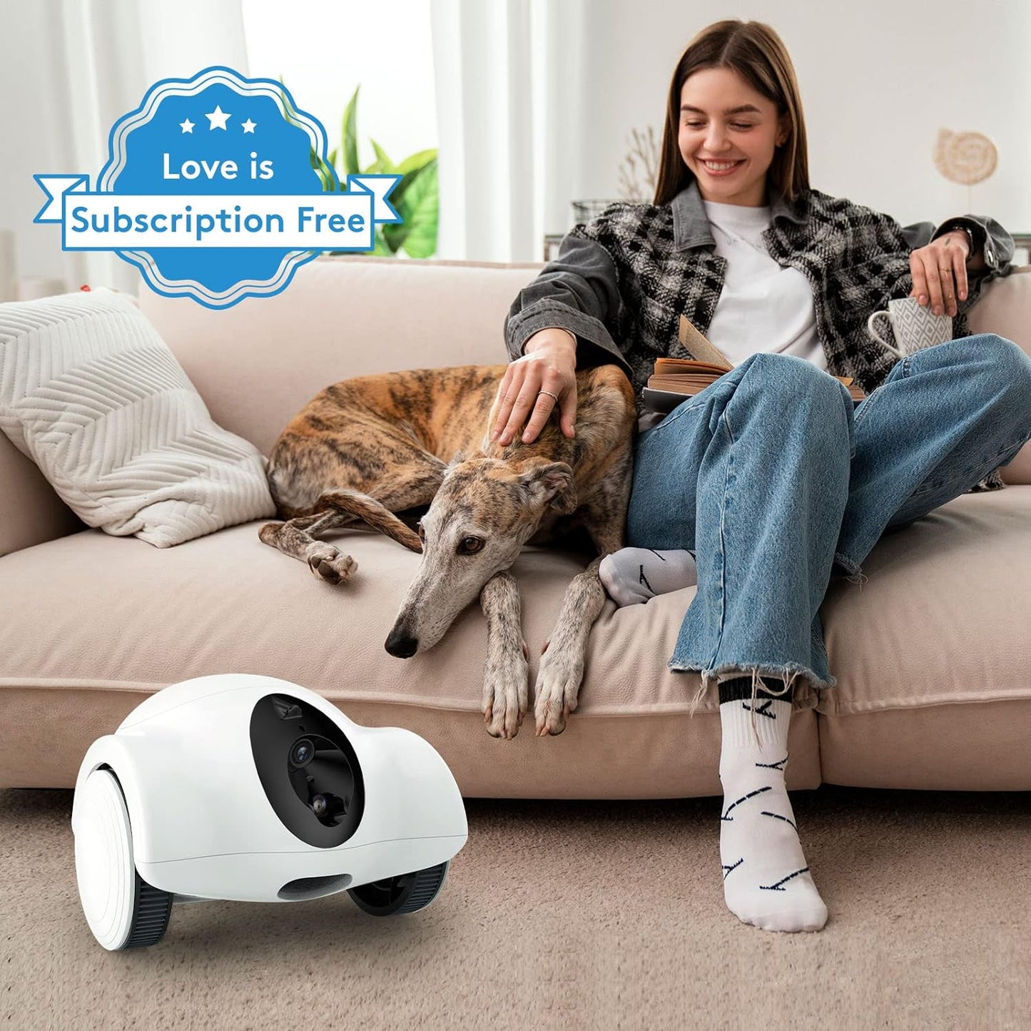 Dog Camera, 15 Days Long Standby Pet Robot for Dog Treat Camera, 1080P Full HD Dog Camera with Phone APP, 360°Move Freely, 2-Way Audio, No Monthly Fee(2.4G Wifi ONLY)