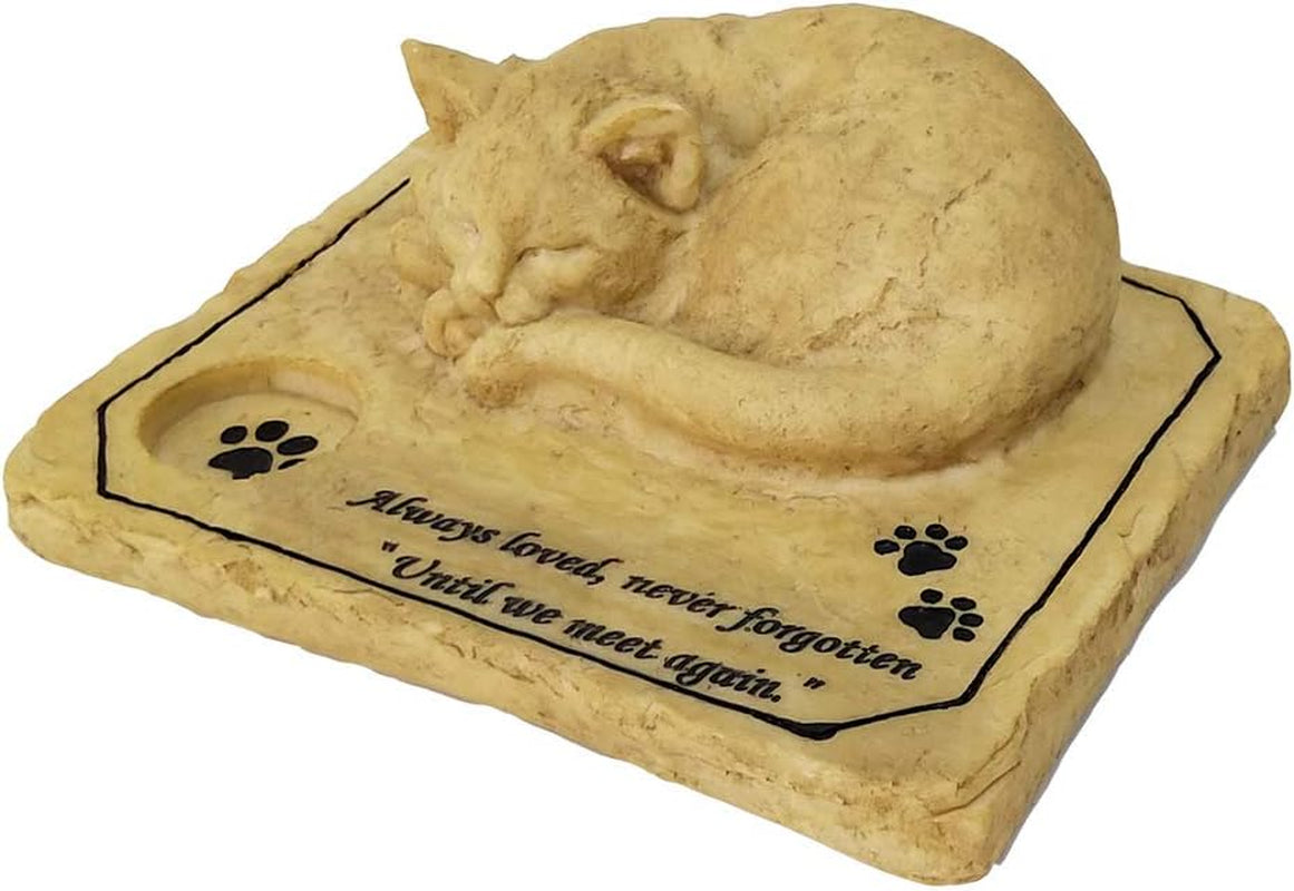 JHP Pet Memorial Stone Marker for Cat, 3D Cat Garden Stone, Cat Grave Marker Stone Headstone Tombstone,Cat Sympathy Gifts Loss of Cat Memorial Outdoor