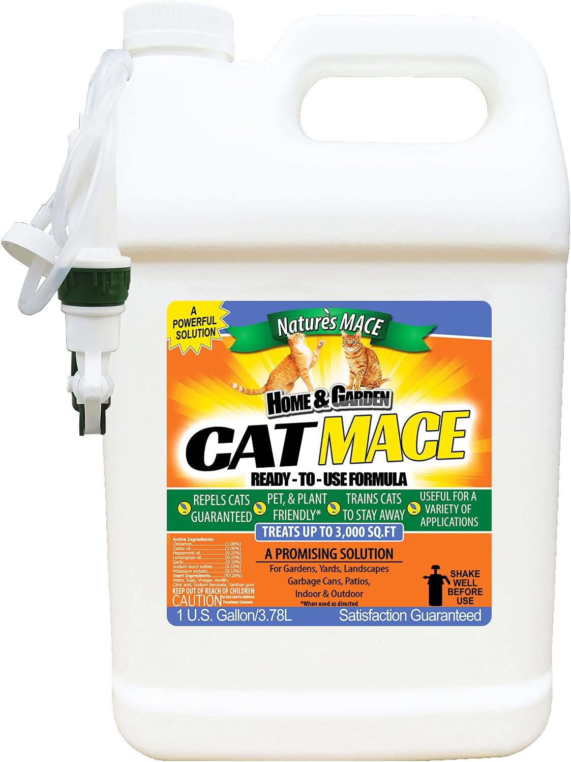 Nature’S Mace 1 Gallon Cat Repellent Spray, Keep Cats Out, Train Your Cat to Stay Out, Cat Training Tool, Cat Deterrent Indoor & Outdoor, Cat Scratch Deterrent Training Aid, Treats 3,000 Sq Ft