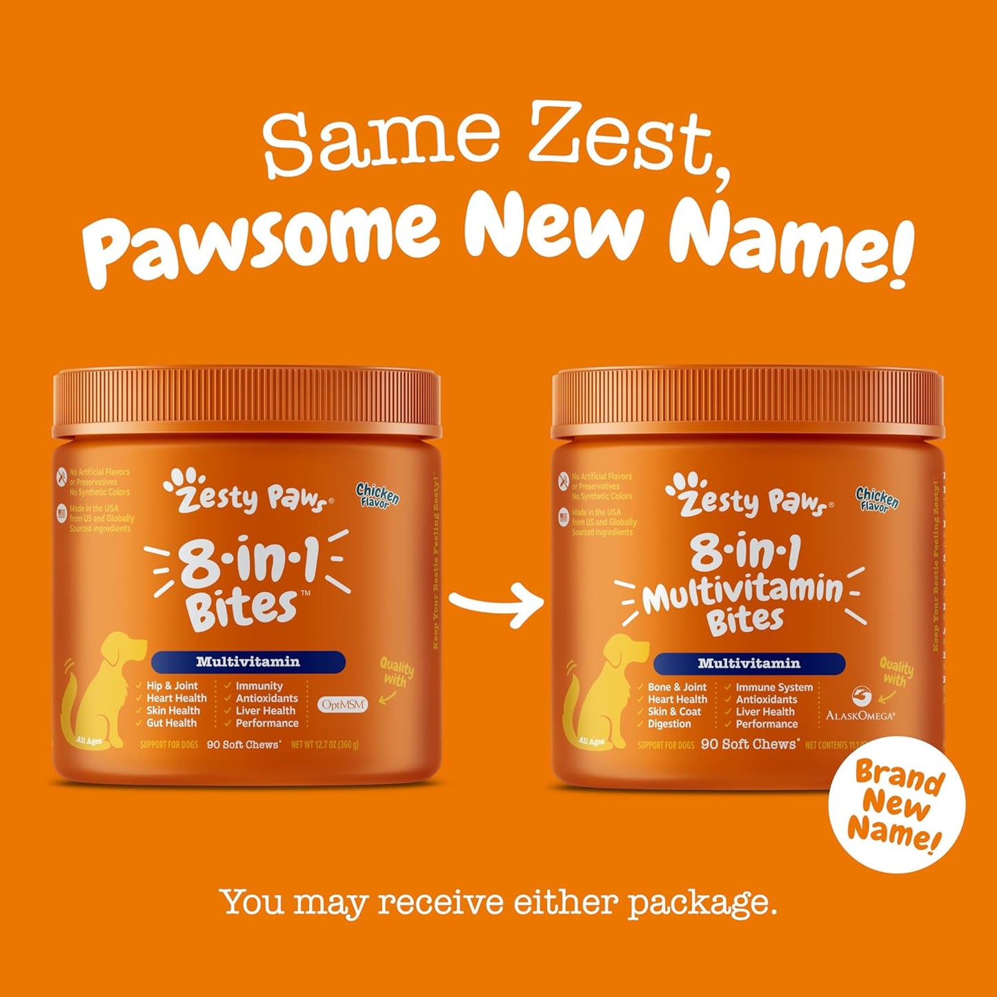 Zesty Paws Multivitamin Treats for Dogs - Glucosamine Chondroitin for Joint Support + Digestive Enzymes & Probiotics - Grain Free Dog Vitamin for Skin & Coat + Immune Health - Chicken - Mini - 90Ct