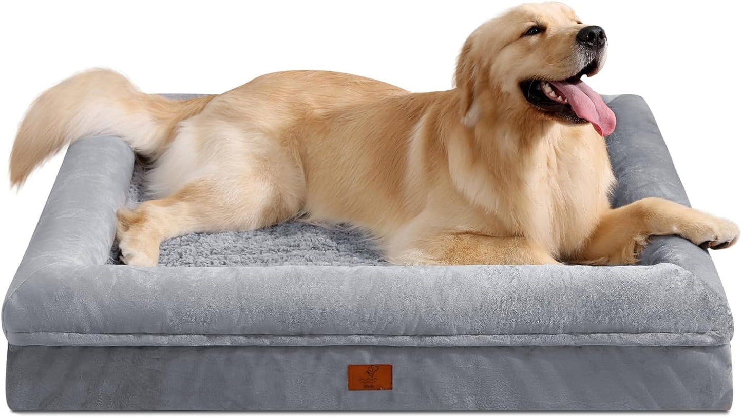 XL Dog Bed, Orthopedic Dog Bed with Egg Crate Foam, Washable Dog Bed with Removable Cover, Extra Large Dog Bed up to 90Lbs