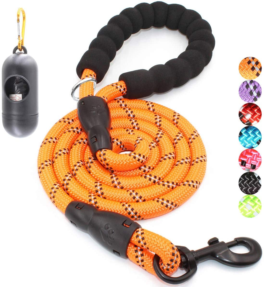 BAAPET 2/4/5/6 FT Dog Leash with Comfortable Padded Handle and Highly Reflective Threads for Small Medium and Large Dogs (4FT-1/2'', Orange)