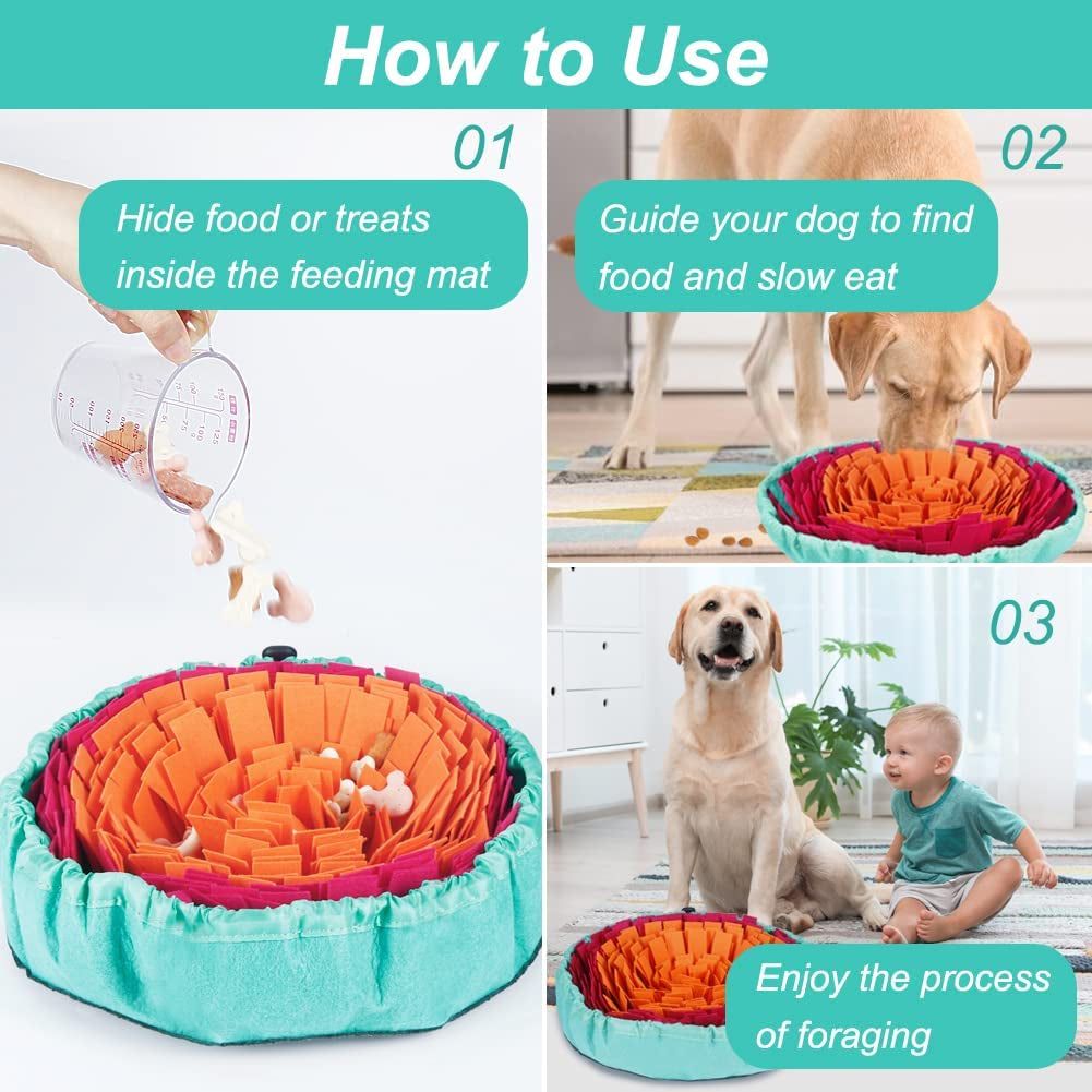 Vivifying Snuffle Mat for Dogs, Interactive Sniff Mat for Slow Eating and Keep Busy, Adjustable Dog Digging Toys Encourages Natural Foraging Skills and Mental Stimulation