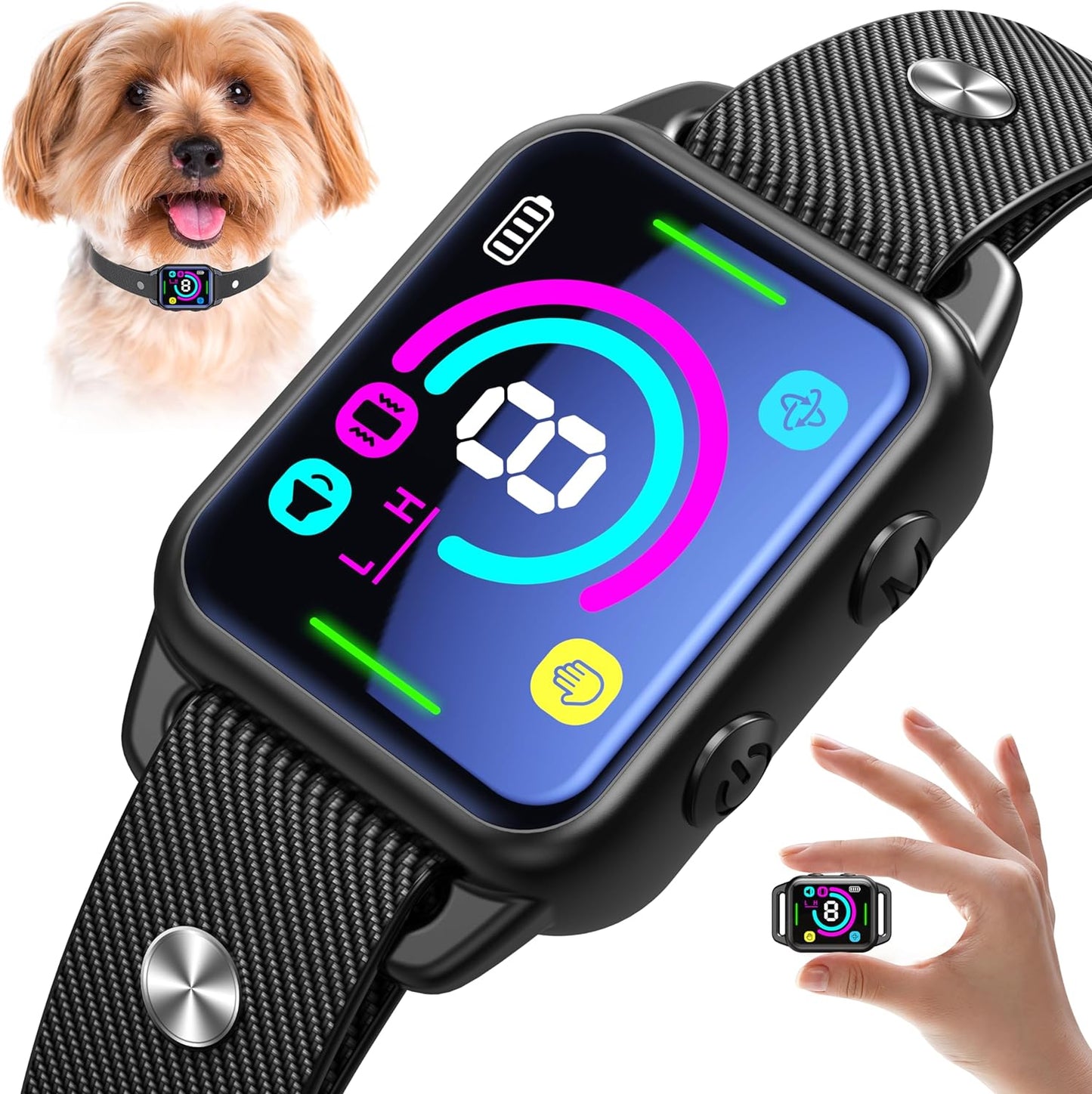 Bark Collar Smart Dog Bark Collar for Small Medium Dogs with 8 Adjustable Sensitivity and 2 Vibrations Beep Rechargeable Anti Barking Collar Device Humane No Shock Bark Collar for Dogs (Black)