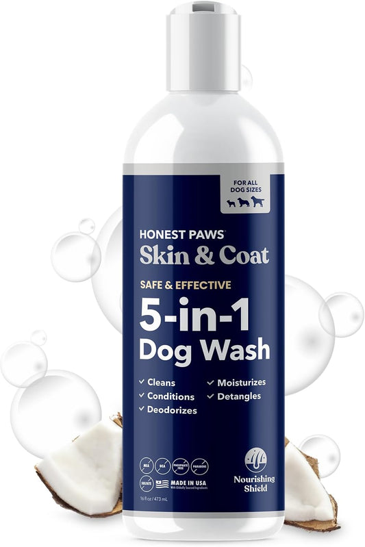 Honest Paws Dog Shampoo and Conditioner - Premium Dog Wash for Allergies and Dry, Itchy, Moisturizing for Sensitive Skin - Sulfate Free, Plant Based, All Natural -16 Fl Oz