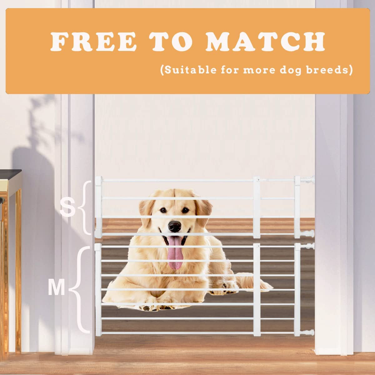 Short Dog Gate Expandable Dog Gate 22"-39.37" to Step Over,Pressure Mount Small Pet Gate,Low Pet Gate-Adjustable,Puppy Gate Indoor for Doorway,Stairs (M(14.17''H), White)